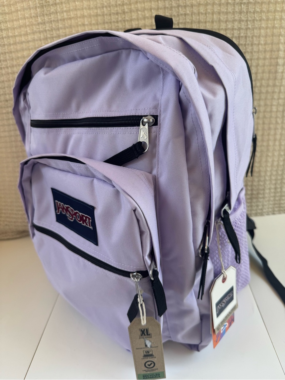 Jansport Lavender Backpack with Navy Logo - Picture 5 of 10